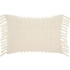 Pillows>Kirklands Home Cream Textured Poms Lumbar Pillow White