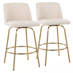 Kirklands Home Cream Torino Gold Leg Counter Stools, Set of 2 Ivory Clearance