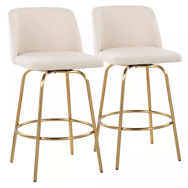 Kirklands Home Cream Torino Gold Leg Counter Stools, Set of 2 Ivory Clearance