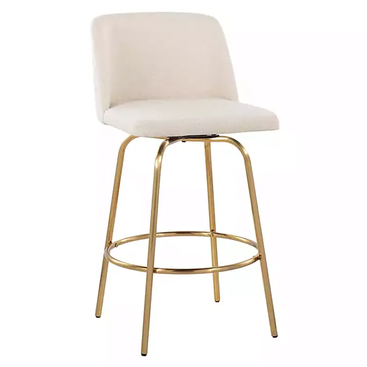 Kirklands Home Cream Torino Gold Leg Counter Stools, Set of 2 Ivory Clearance