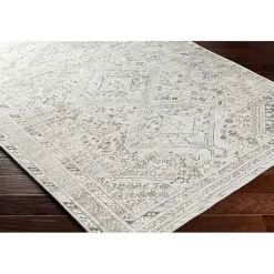 Kirklands Home Cream Traditional Washable Area Rug, 7x10 Ivory New