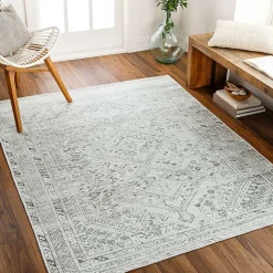 Kirklands Home Cream Traditional Washable Area Rug, 8x12 Ivory Best
