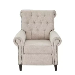 Kirklands Home Cream Tufted Back Nailhead Trim Recliner Armchair Ivory Hot