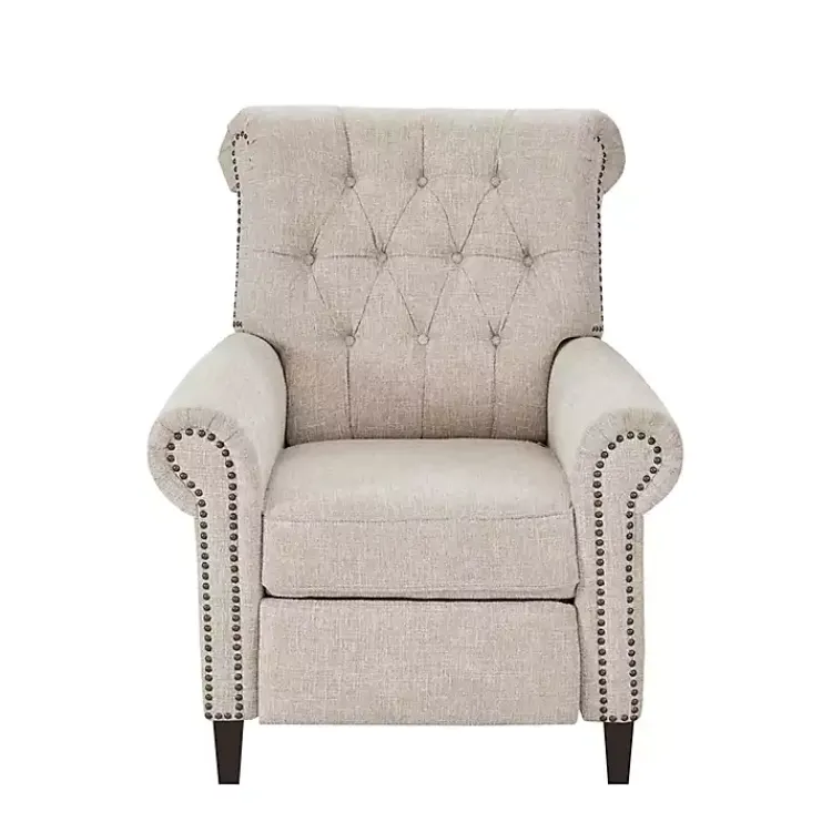Kirklands Home Cream Tufted Back Nailhead Trim Recliner Armchair Ivory Hot