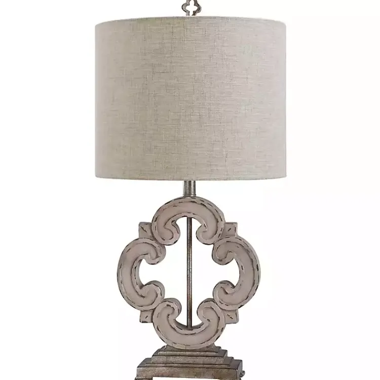 Kirklands Home Cream Tuscany Sculptured Base Table Lamp White