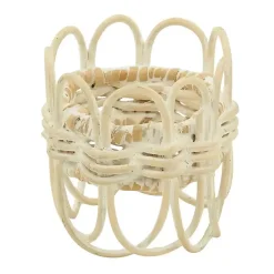 Kirklands Home Cream Twisted Rattan Napkin Rings, Set of 4 White New