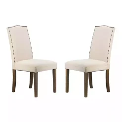 Kirklands Home Cream Upholstered Armless Dining Chairs, Set of 2 Ivory