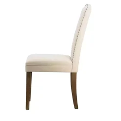 Kirklands Home Cream Upholstered Armless Dining Chairs, Set of 2 Ivory