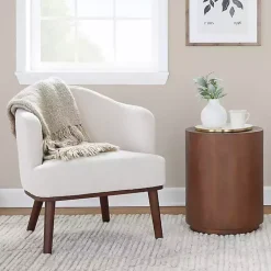 Kirklands Home Cream Upholstered Midcentury Modern Accent Chair Ivory Online