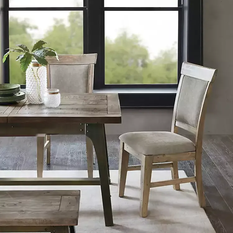 Kirklands Home Cream Upholstered Rustic Dining Chairs, Set of 2 Tan Outlet