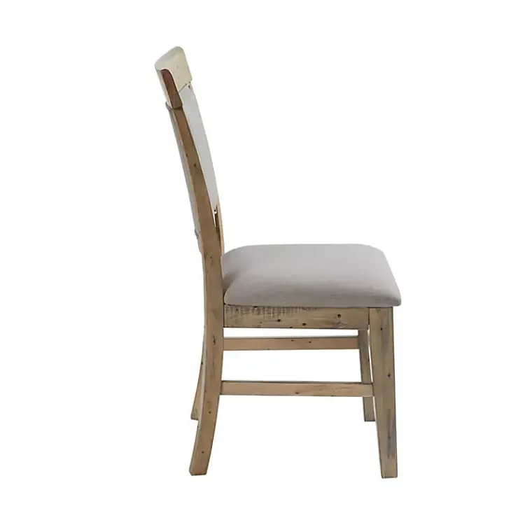 Kirklands Home Cream Upholstered Rustic Dining Chairs, Set of 2 Tan Outlet