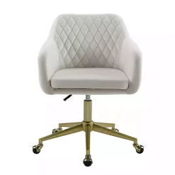 Kirklands Home Cream Upholstered Tufted Swivel Office Chair Ivory Sale