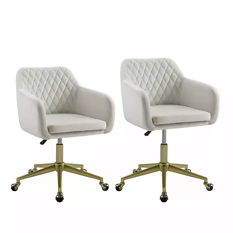 Kirklands Home Cream Upholstered Tufted Swivel Office Chair Ivory Sale