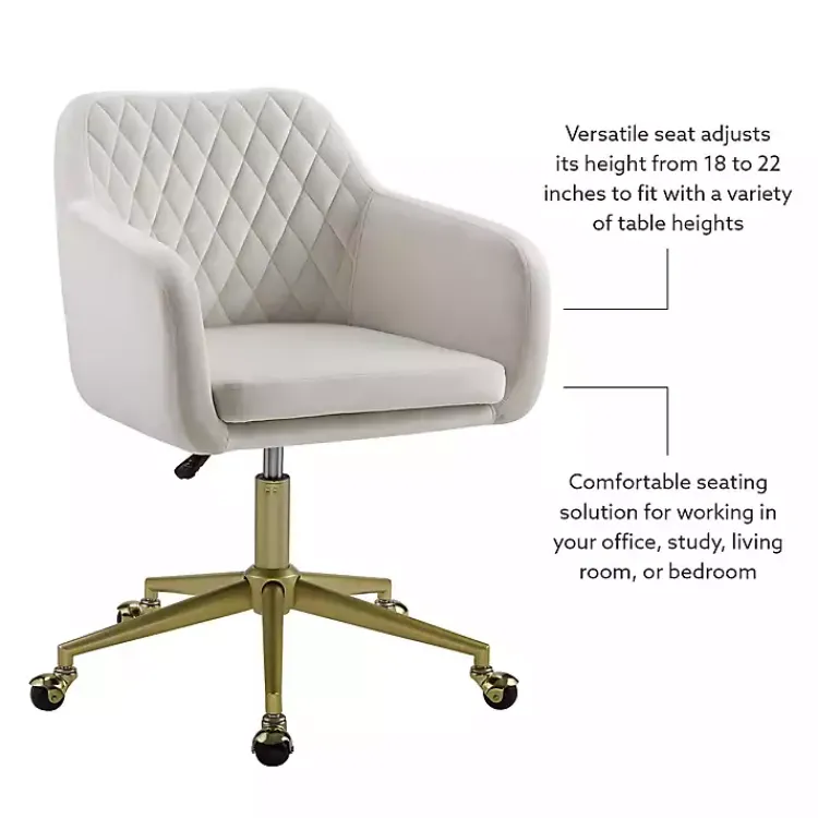 Kirklands Home Cream Upholstered Tufted Swivel Office Chair Ivory Sale