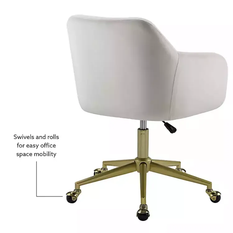 Kirklands Home Cream Upholstered Tufted Swivel Office Chair Ivory Sale