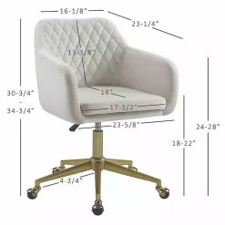 Kirklands Home Cream Upholstered Tufted Swivel Office Chair Ivory Sale