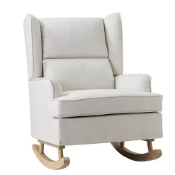 Kirklands Home Cream Upholstered Wingback Rocking Chair Ivory Sale