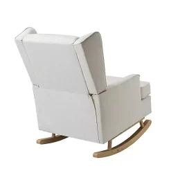 Kirklands Home Cream Upholstered Wingback Rocking Chair Ivory Sale