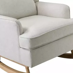 Kirklands Home Cream Upholstered Wingback Rocking Chair Ivory Sale