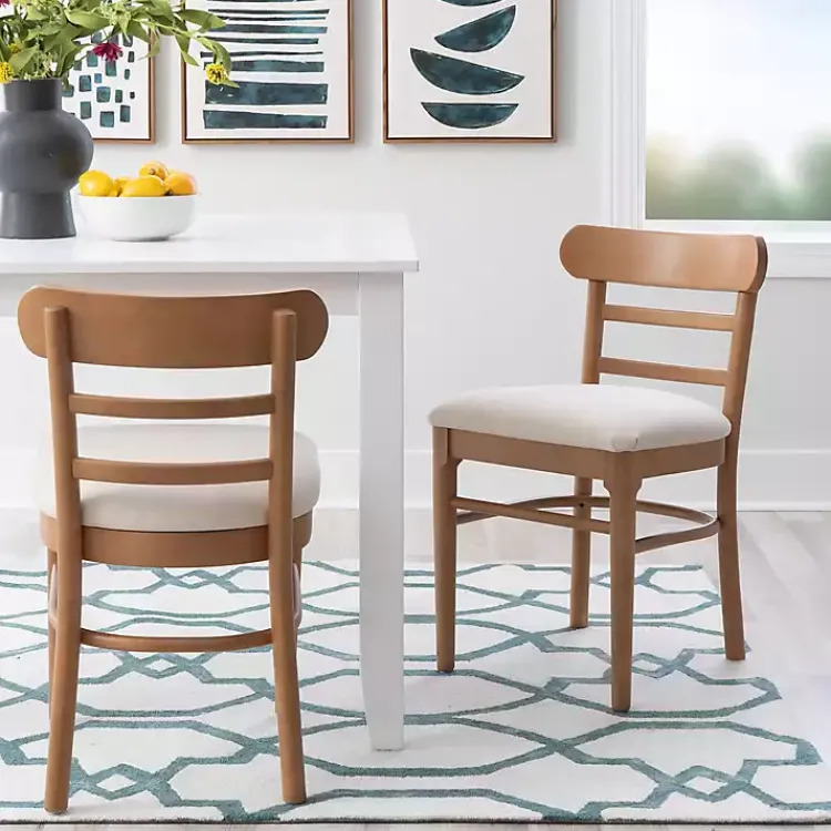 Kirklands Home Cream Upholstered Wood Dining Chairs, Set of 2 White Online