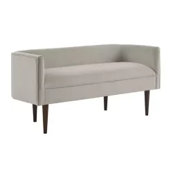 Kirklands Home Cream Velvet Low Back Transitional Settee Ivory Best