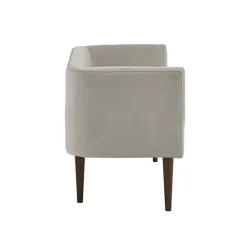 Kirklands Home Cream Velvet Low Back Transitional Settee Ivory Best