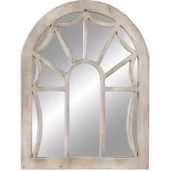 Kirklands Home Cream Vintage Fir Wood Arch Framed Mirror Clearance