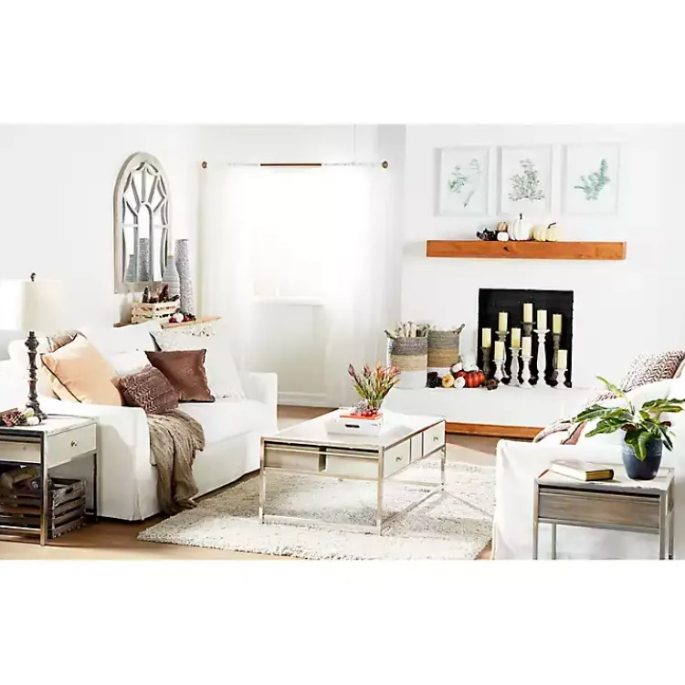 Kirklands Home Cream Vintage Fir Wood Arch Framed Mirror Clearance