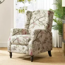 Kirklands Home Cream Vintage Floral Reclining Armchair Outlet