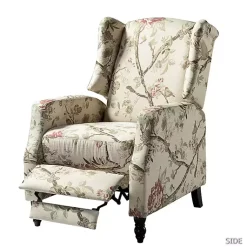 Kirklands Home Cream Vintage Floral Reclining Armchair Outlet