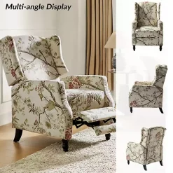 Kirklands Home Cream Vintage Floral Reclining Armchair Outlet
