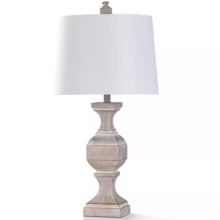Kirklands Home Cream Washed Stone Malta Table Lamp White Clearance