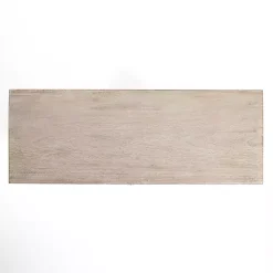 Kirklands Home Cream Washed Wood Carved Door Cabinet Tan Clearance