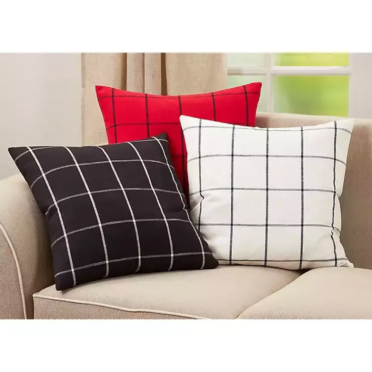 Pillows>Kirklands Home Cream White Large Checked Throw Pillow