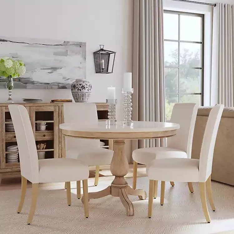 Kirklands Home Cream washed Dining Chairs, Set of 2 White New