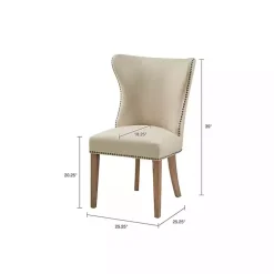 Kirklands Home Cream Wing Back Nailhead Dining Chairs, Set of 2 Ivory Sale