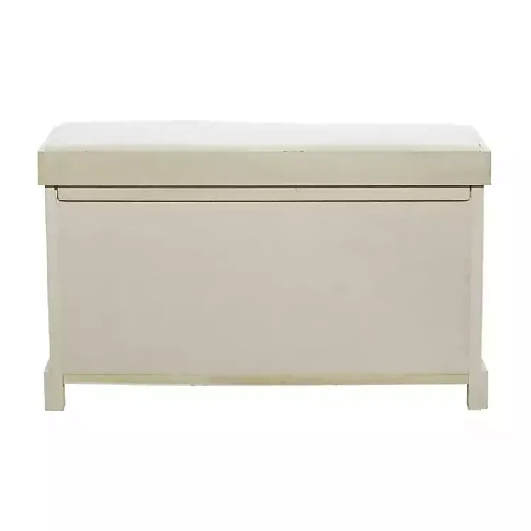 Kirklands Home Cream Wood Bench with Storage Baskets White Sale