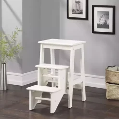 Kirklands Home Cream Wooden 3-Level Step Stool Ivory Discount