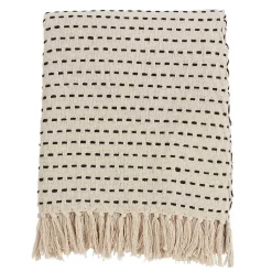Blankets & Throws>Kirklands Home Cream Woven Dashed Cotton Throw