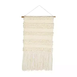 Kirklands Home Cream Woven Fringe Macrame Wall Hanging Ivory New
