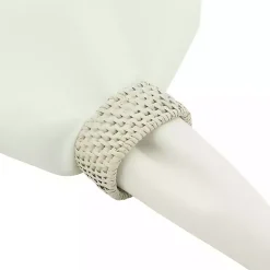 Kirklands Home Cream Woven Rattan Oval Napkin Rings, Set of 4 White Hot