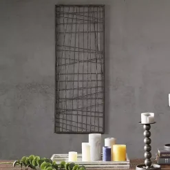 Kirklands Home Crosshatch Metal Frame Plaque Brown Clearance