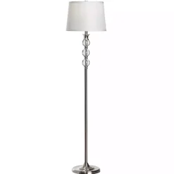 Kirklands Home Crystal and Silver Metal Floor Lamp White Discount