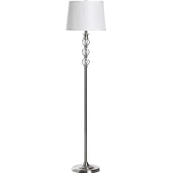 Kirklands Home Crystal and Silver Metal Floor Lamp White Discount