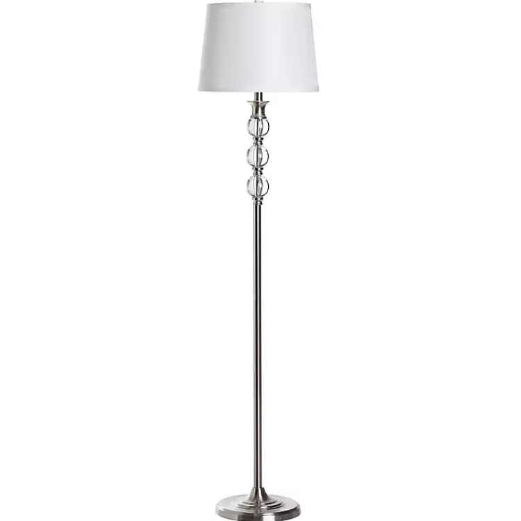 Kirklands Home Crystal and Silver Metal Floor Lamp White Discount