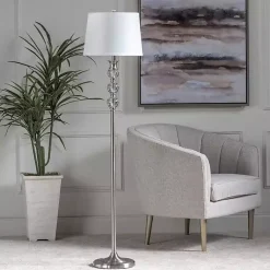 Kirklands Home Crystal and Silver Metal Floor Lamp White Discount