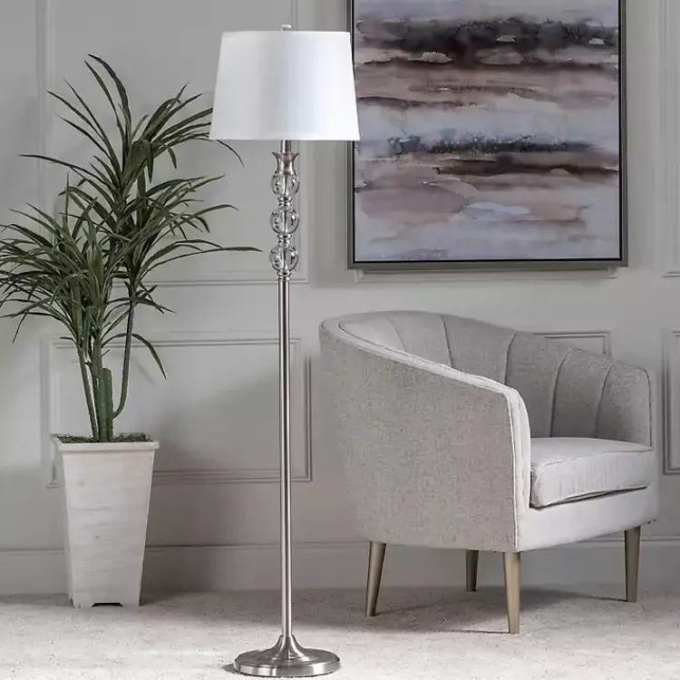 Kirklands Home Crystal and Silver Metal Floor Lamp White Discount