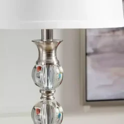 Kirklands Home Crystal and Silver Metal Floor Lamp White Discount