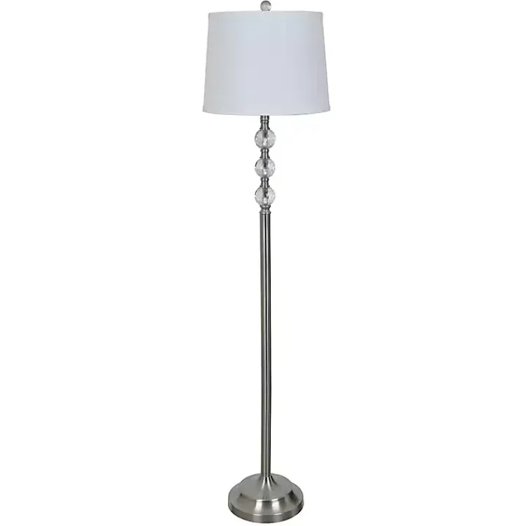 Kirklands Home Crystal Spheres Brushed Nickel Floor Lamp White Hot
