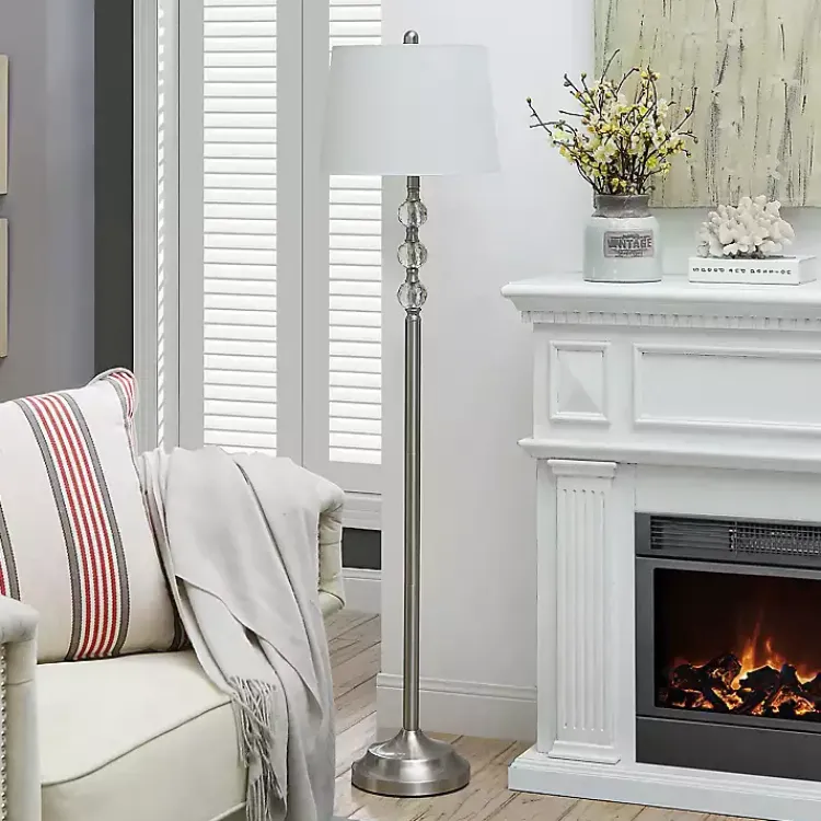 Kirklands Home Crystal Spheres Brushed Nickel Floor Lamp White Hot